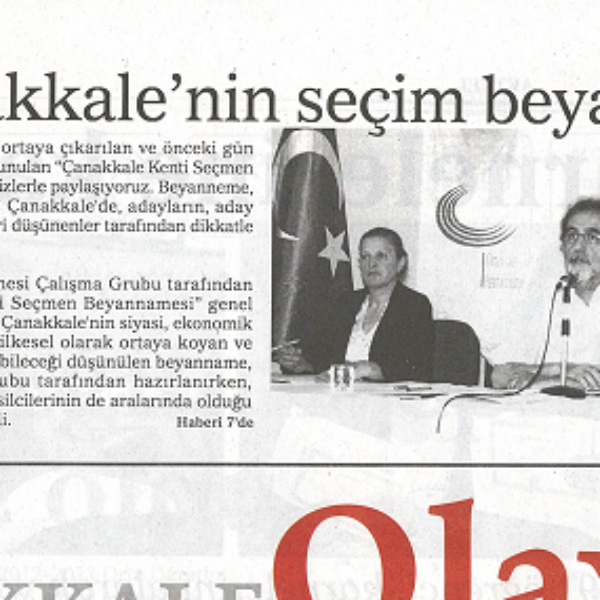 Çanakkale Kenti Seçmen Beyannamesi