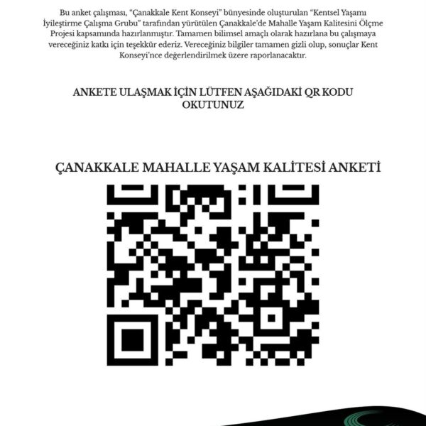 Çanakkale Mahalle Yaşam Kalitesi Anketi